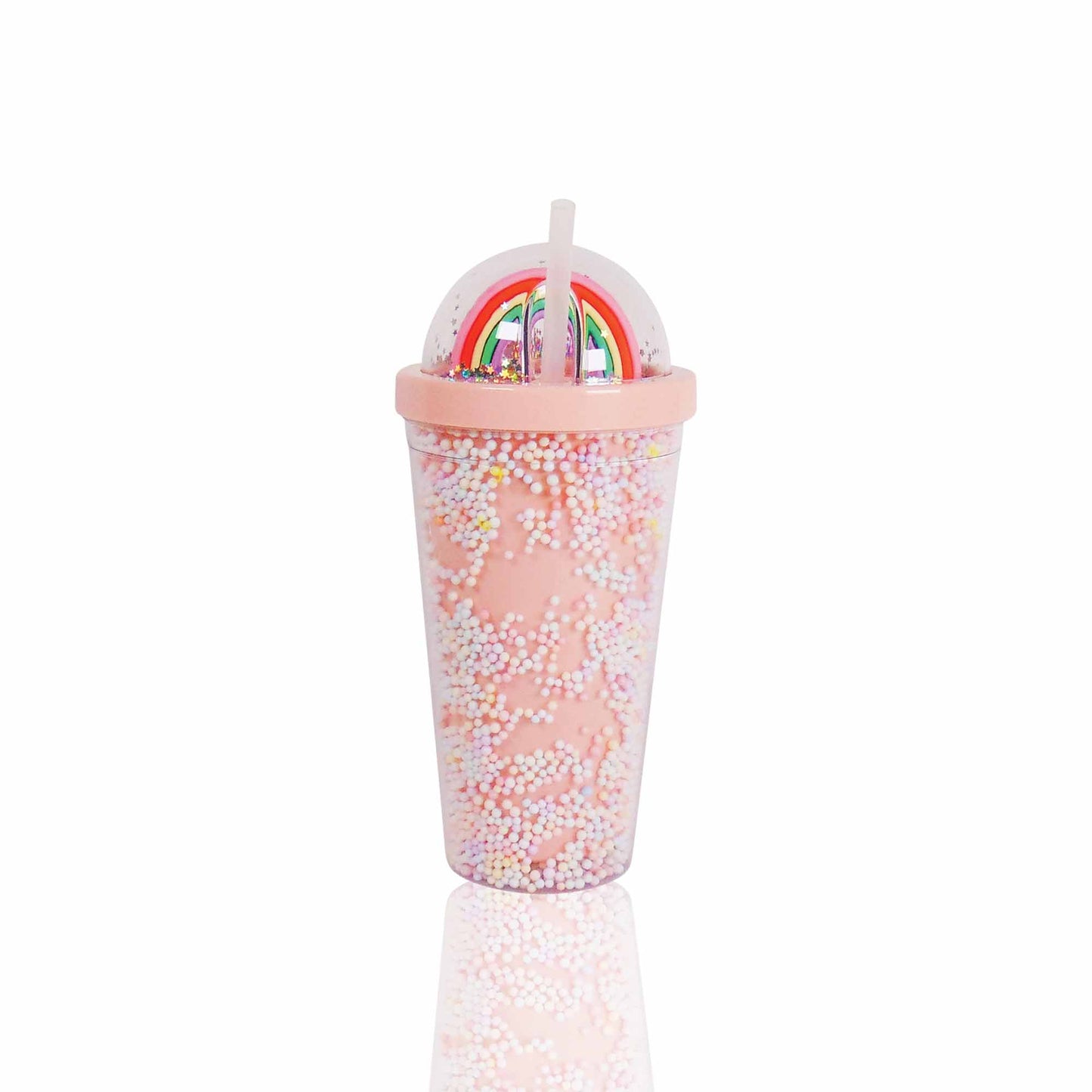 Rainbow Trinkbecher mit Strohhalm / 550 ml.
